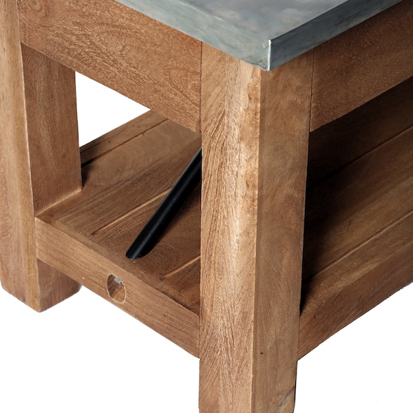 Alaterre Furniture Millwork Wood and Zinc Metal 40" Bench with Shelf - AWMW0471Z