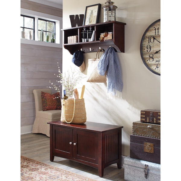 Alaterre Furniture Shaker Cottage Storage Coat Hook with Cabinet Bench Set, Espresso - ASCA0405P0
