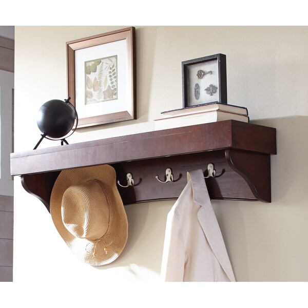 Alaterre Furniture Shaker Cottage Tray Shelf with Cabinet Bench, Espresso - ASCA0509P0