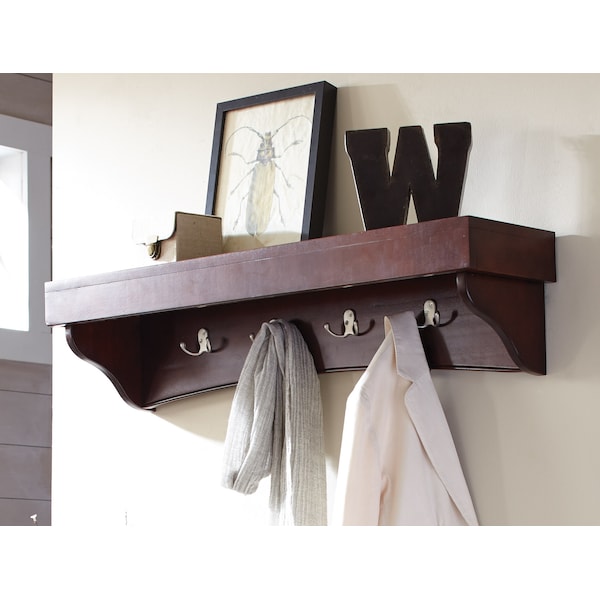 Alaterre Furniture Shaker Cottage Tray Shelf with Cabinet Bench, Espresso - ASCA0509P0