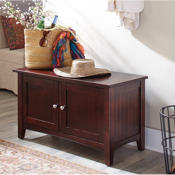 Alaterre Furniture Shaker Cottage Tray Shelf with Cabinet Bench, Espresso - ASCA0509P0