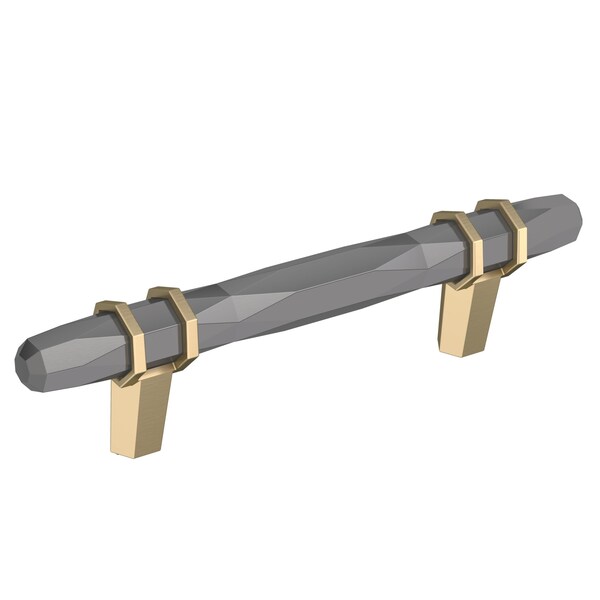 Amerock London 3-3/4 in 96 mm Center-to-Center Black Chrome/Golden Champagne Cabinet Pull - BP36648BCRBBZ