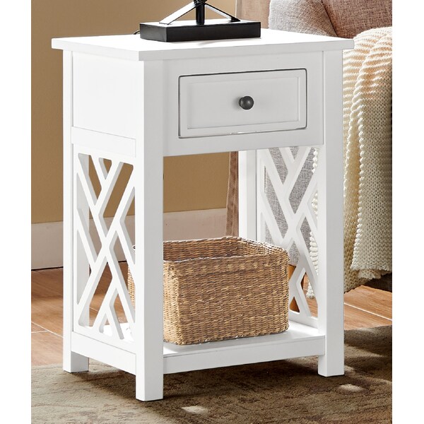 Alaterre Furniture Coventry Wood End Table with Drawer and Shelf - ANCT01WH