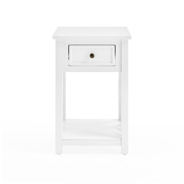 Alaterre Furniture Coventry Wood End Table with Drawer and Shelf - ANCT01WH