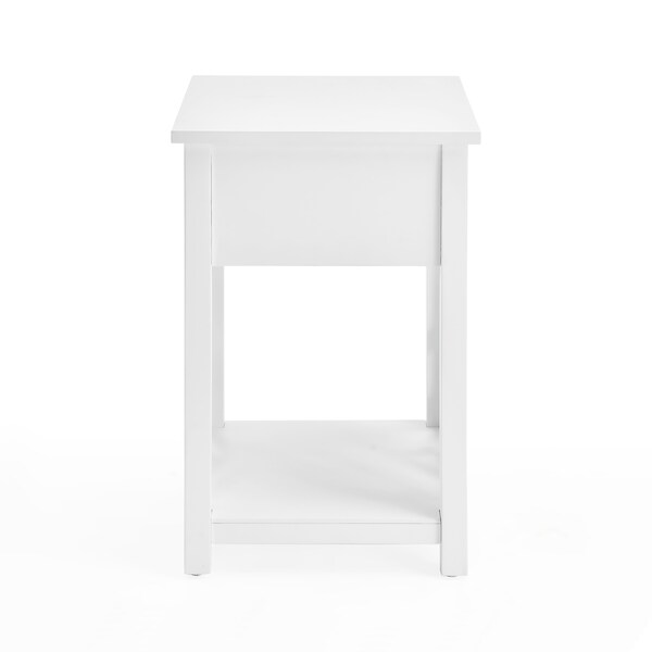 Alaterre Furniture Coventry Wood End Table with Drawer and Shelf - ANCT01WH