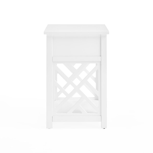 Alaterre Furniture Coventry Wood End Table with Drawer and Shelf - ANCT01WH