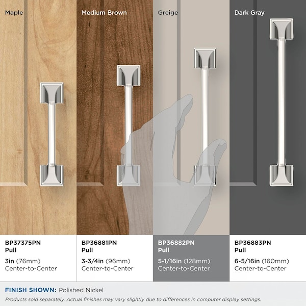 Amerock Exceed 5-1/16 inch 128mm Center-to-Center Polished Nickel Cabinet Pull - BP36882PN