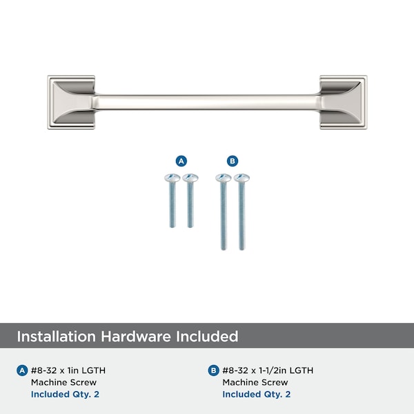 Amerock Exceed 5-1/16 inch 128mm Center-to-Center Polished Nickel Cabinet Pull - BP36882PN