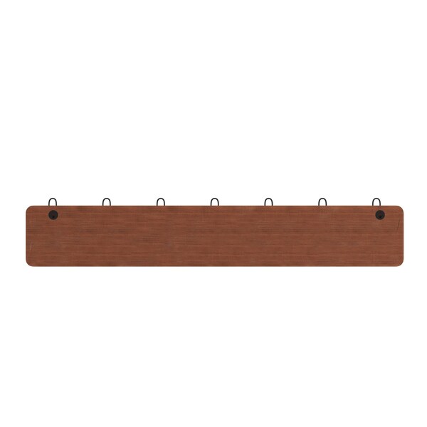 Flash Furniture Daly Wall Mounted 34in Brown Solid Pine Wood Storage Rack with 7 Hooks - HGWA-SCR-7-BRN-GG