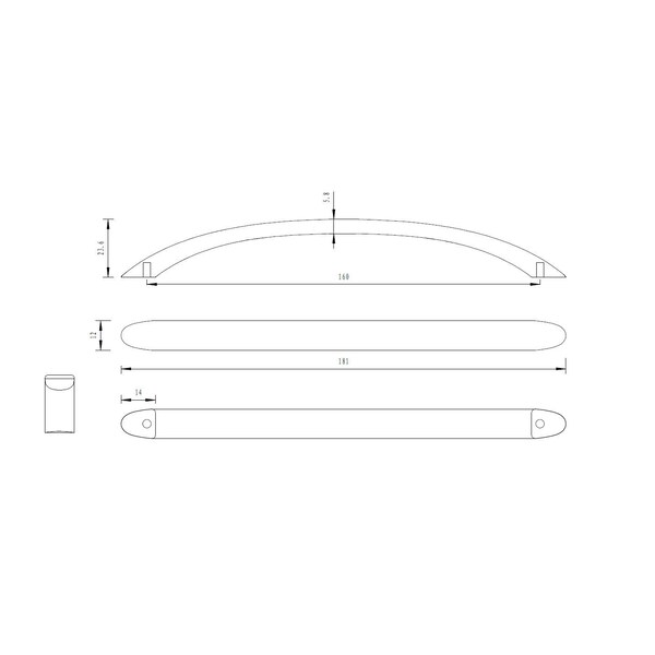 Richelieu 6 5/16 in (160 mm) Center-to-Center Matte Black Contemporary Drawer Pull - BP163160900