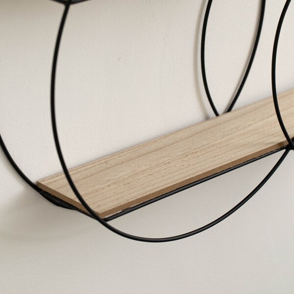 Vintiquewise Interlinked Round Wall-Mounted Shelf - Dual-Size Circular Design, Sturdy Metal Frame and - QI004691.RO2