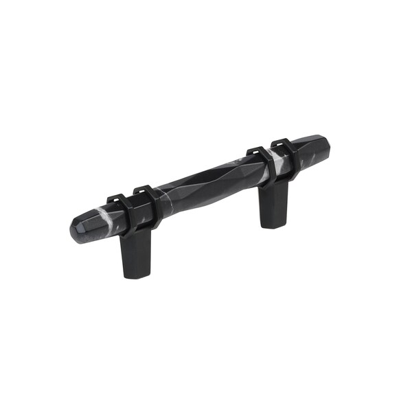 Amerock Carrione 3 inch 76mm Center-to-Center Marble Black/Black Bronze Cabinet Pull - BP36639MBKBBR