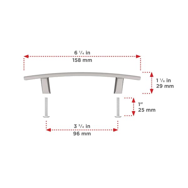 Richelieu Padova Collection 3 3/4-inch (96 mm) Polished Nickel Transitional Rectangular Cabinet Bar Pull - BP65096180