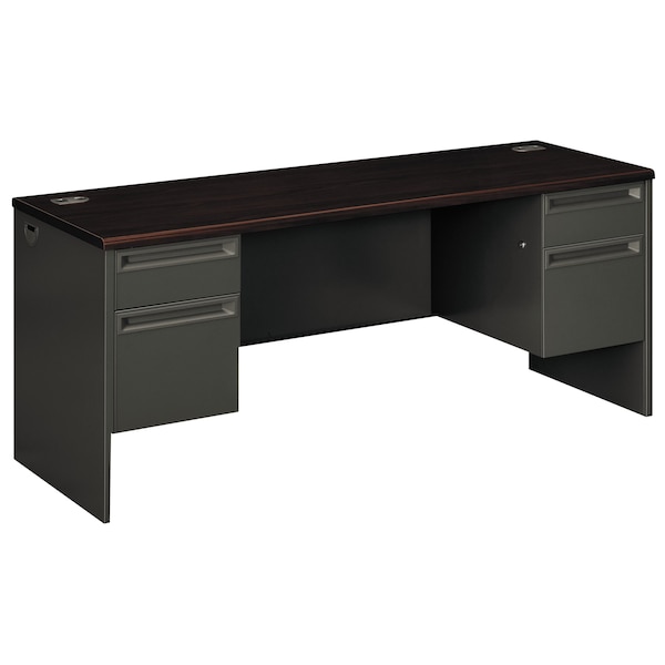 Hon 38000 Series Kneespace Credenza, 72w x 24d x 29.5h, Mahogany/Charcoal - H38854.N.S