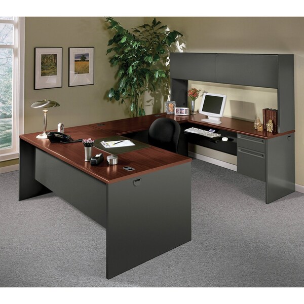 Hon 38000 Series Kneespace Credenza, 72w x 24d x 29.5h, Mahogany/Charcoal - H38854.N.S