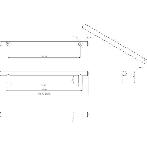 Jeffrey Alexander 224 mm Center-to-Center Matte Black Key West Cabinet Bar Pull - 274MB