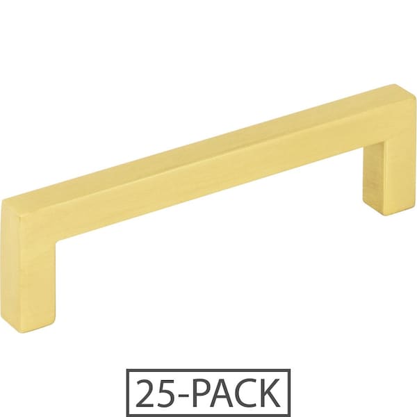 Elements By Hardware Resources 25-Pack of the 96 mm Center-to-Center Brushed Gold Square Stanton Cabinet Bar Pull - 625-96BG-25