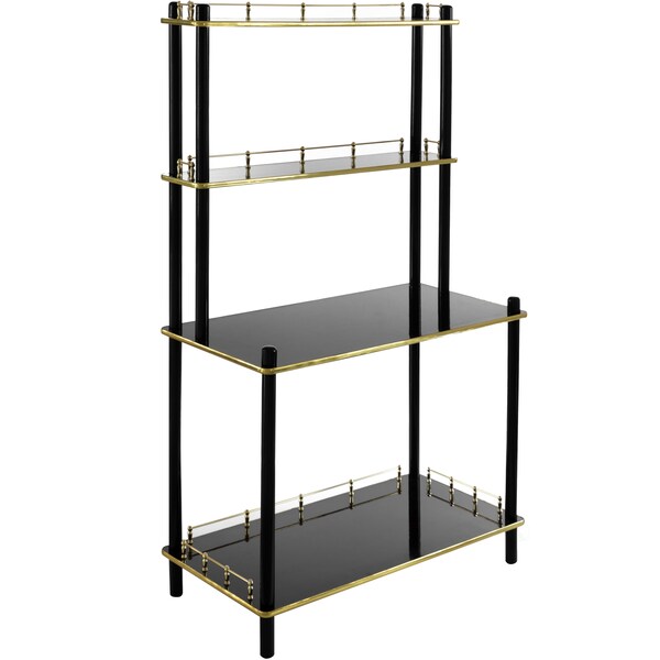 Fabulaxe Modern Display Wooden Console Bar Serving Table with 4 Tiered Open Shelves, Brown - QI004486.BN