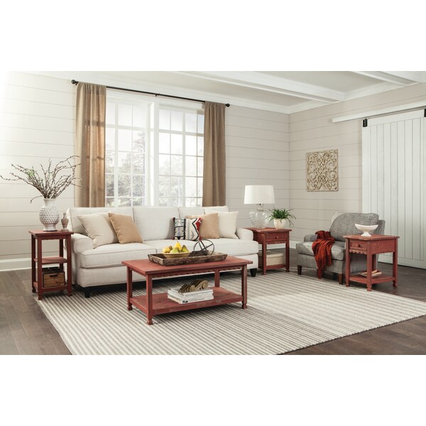 Alaterre Furniture Country Cottage 42"L Coffee Table, Red Antique Finish - ACCA11RA