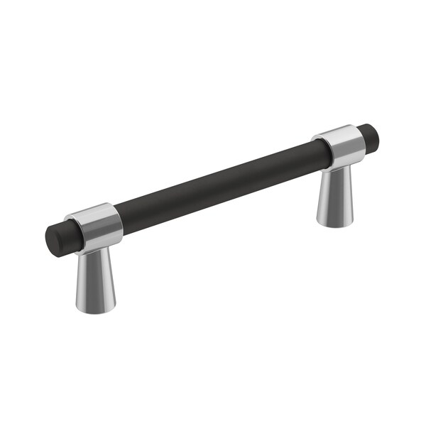 Amerock Mergence 3-3/4 in 96 mm Center-to-Center Polished Chrome/Matte Black Cabinet Pull - BP36858FB26