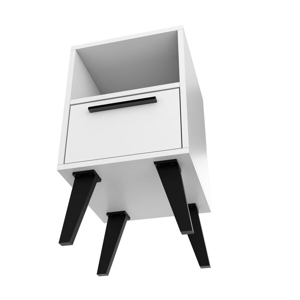 Manhattan Comfort Amsterdam Nightstand 1.0 with 1 Shelf in White - 146AMC205