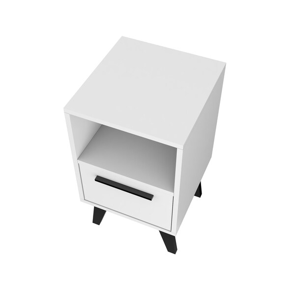 Manhattan Comfort Amsterdam Nightstand 1.0 with 1 Shelf in White - 146AMC205
