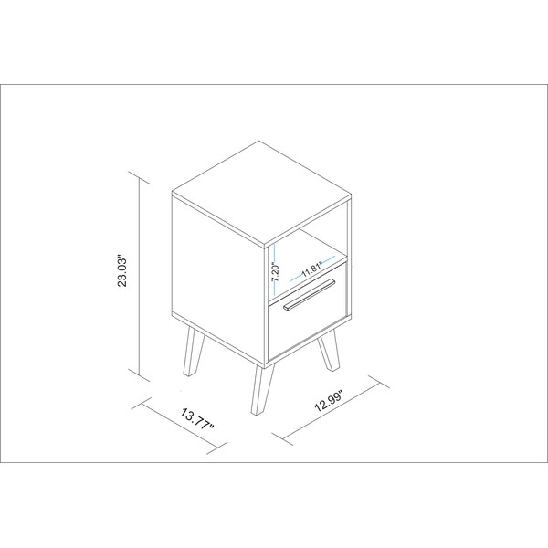 Manhattan Comfort Amsterdam Nightstand 1.0 with 1 Shelf in White - 146AMC205