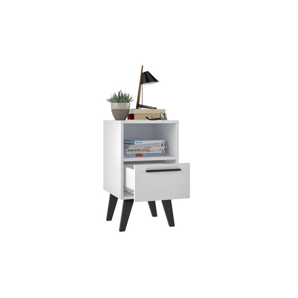 Manhattan Comfort Amsterdam Nightstand 1.0 with 1 Shelf in White - 146AMC205