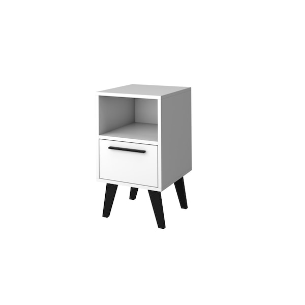 Manhattan Comfort Amsterdam Nightstand 1.0 with 1 Shelf in White - 146AMC205