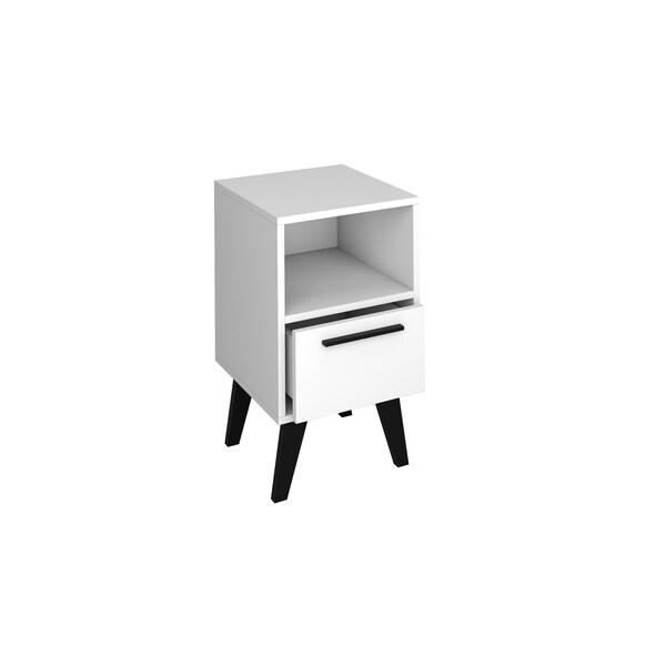 Manhattan Comfort Amsterdam Nightstand 1.0 with 1 Shelf in White - 146AMC205