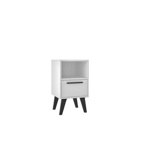 Manhattan Comfort Amsterdam Nightstand 1.0 with 1 Shelf in White - 146AMC205