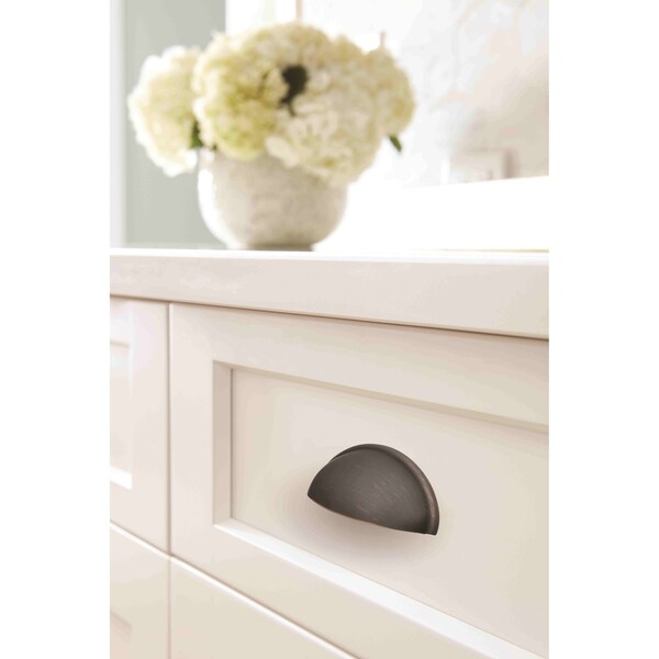 Amerock Ravino 3 in 76 mm Center-to-Center Oil Rubbed Bronze Cabinet Cup Pull - BP22094ORB