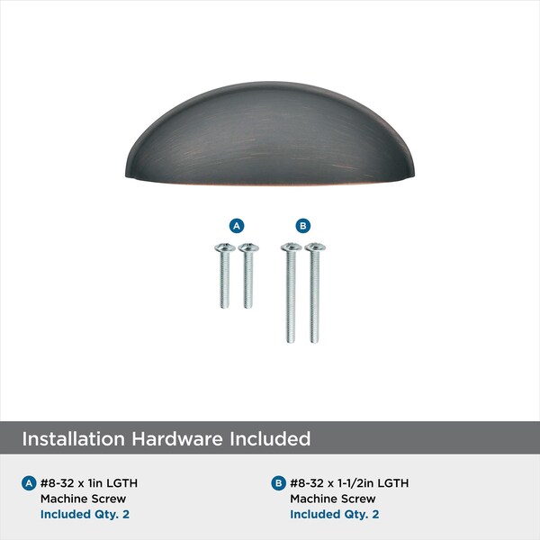 Amerock Ravino 3 in 76 mm Center-to-Center Oil Rubbed Bronze Cabinet Cup Pull - BP22094ORB