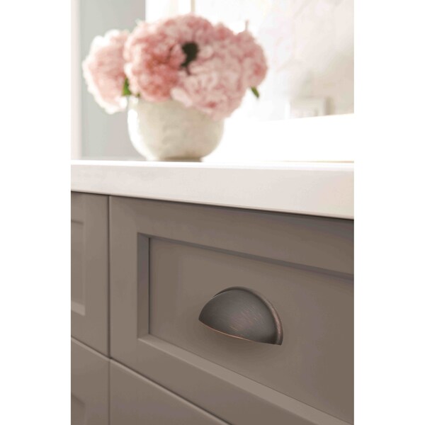Amerock Ravino 3 in 76 mm Center-to-Center Oil Rubbed Bronze Cabinet Cup Pull - BP22094ORB