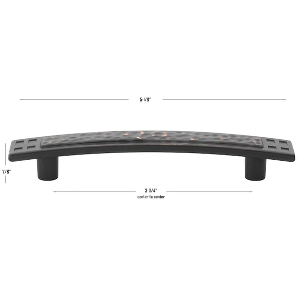 Gliderite Hardware 3-3/4 in. Center to Center Oil Rubbed Bronze Hammered Cabinet Pull - 4244-ORB, 5PK - 4244-ORB-5