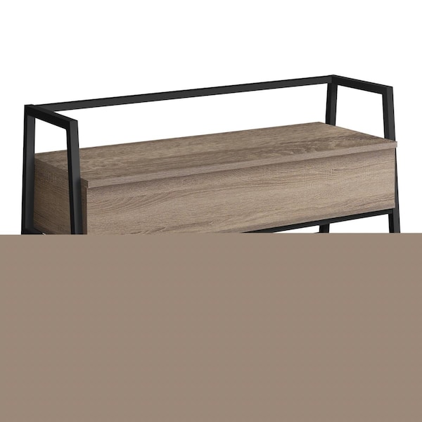 Daphnes Dinnette 42 x 16 x 23 in. Bench - Dark Taupe Storage - Black Metal - DA3061483