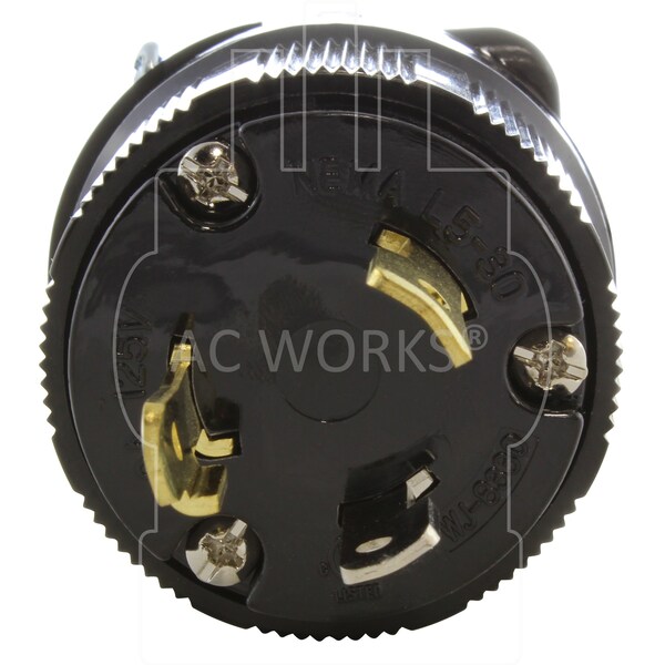 Ac Works NEMA L5-30P 30A 125V 3 Prong Locking Male Plug With UL, C-UL Approval in Black - ASL530P-BK