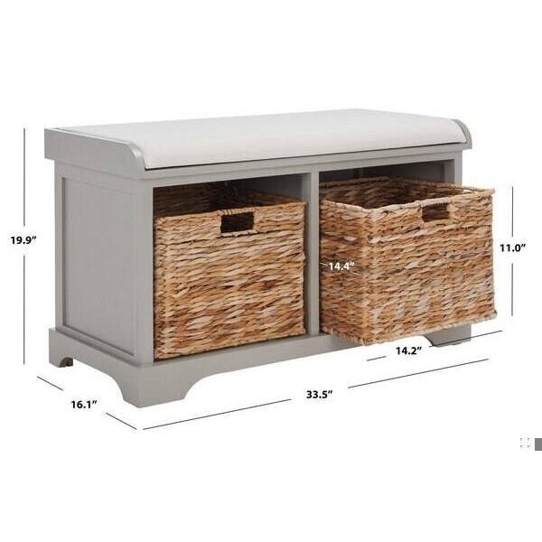 Safavieh Freddy Storage Bench- Vintage Grey - 19.9 X 16.1 X 33.5 In. - AMH5736F