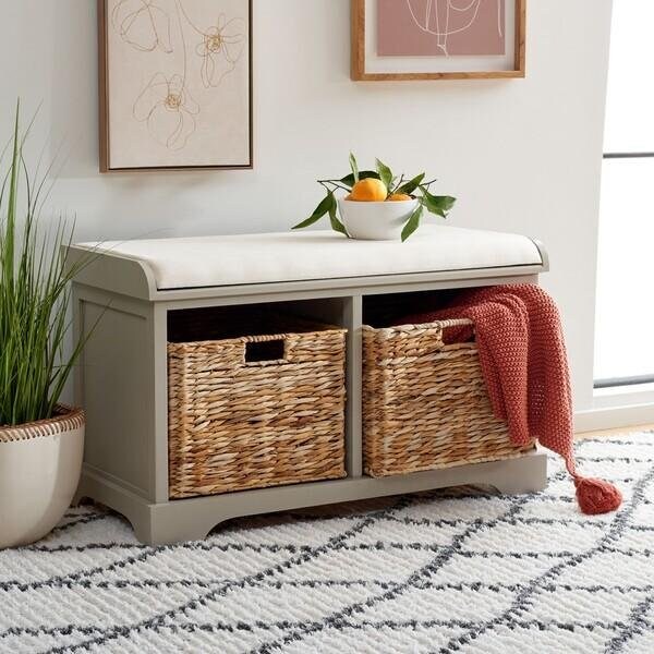 Safavieh Freddy Storage Bench- Vintage Grey - 19.9 X 16.1 X 33.5 In. - AMH5736F