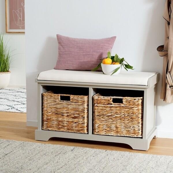 Safavieh Freddy Storage Bench- Vintage Grey - 19.9 X 16.1 X 33.5 In. - AMH5736F