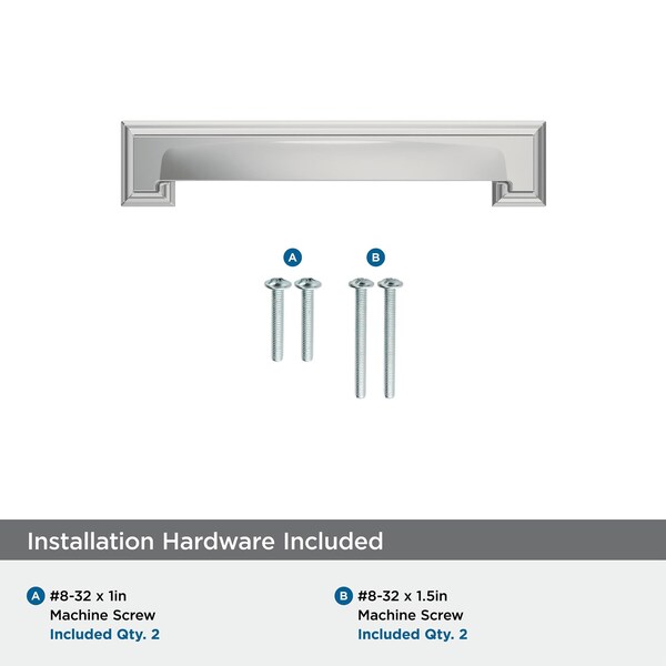 Amerock Appoint 5-1/16 in & 6-5/16 in 128 mm & 160 mm Center-to-Center Polished Chrome Cabinet Cup Pull - BP3676326