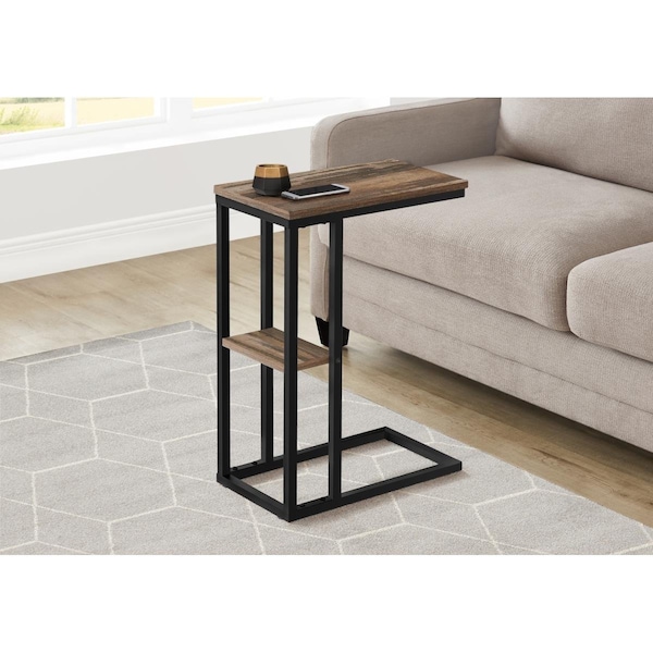 Daphnes Dinnette 25 in. Reclaimed Look Accent Table, Brown - Black Metal - DA2456406