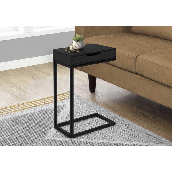 Homeroots 16 x 10.25 x 24.5 in. Black Metal with a Drawer Accent Table - 366064