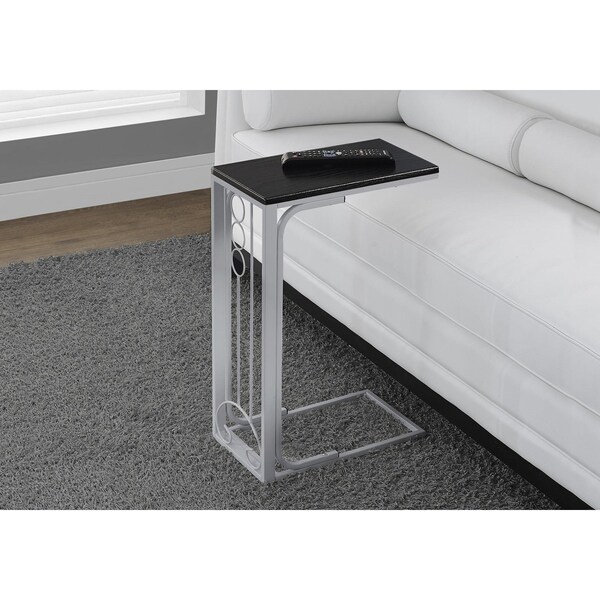 Homeroots 24.5 in. Black MDF & Silver Metal Accent Table - 333050