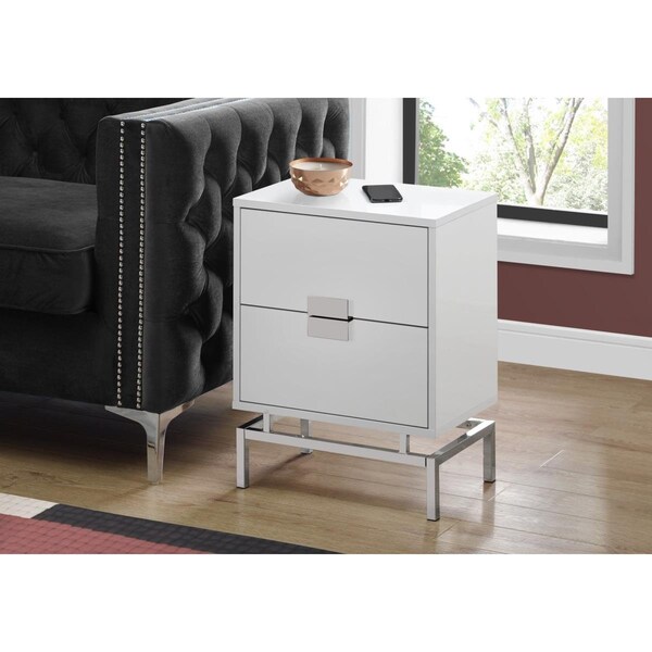 Gfancy Fixtures 23.5 in. Particle Board & Chrome Metal Accent Table - GF2476036