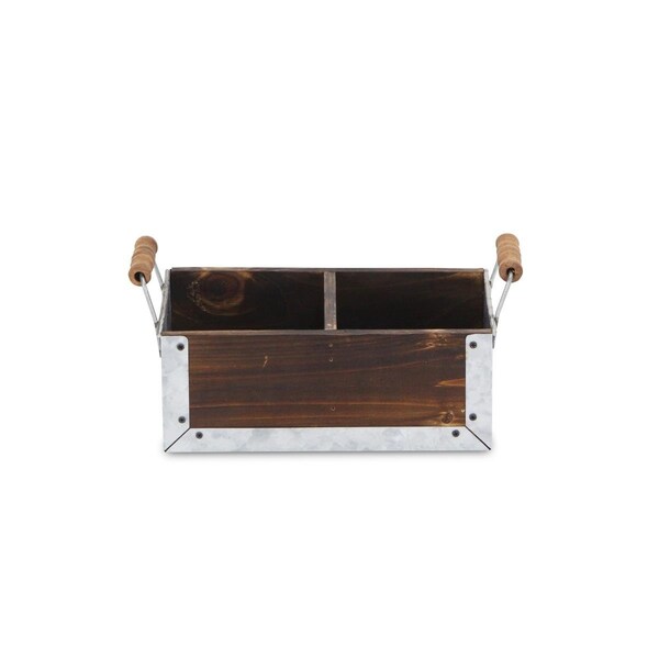 Cheungs Wood & Metal 2 Slot Organizer with Side Handles - 5543BR