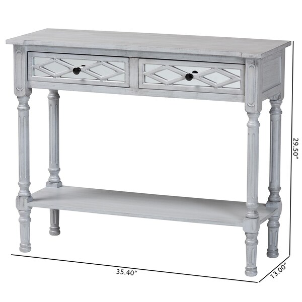 Baxton Studio Gellert Classic and Traditional Grey Finished Wood 2-Drawer Console Table - 239-13484-ZORO