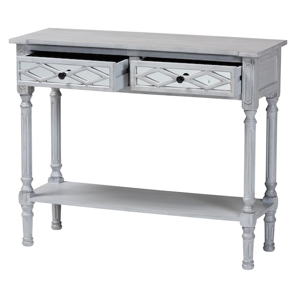 Baxton Studio Gellert Classic and Traditional Grey Finished Wood 2-Drawer Console Table - 239-13484-ZORO
