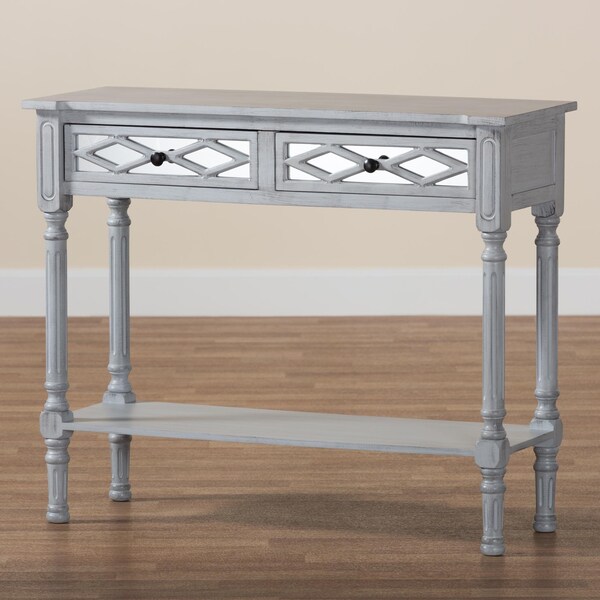 Baxton Studio Gellert Classic and Traditional Grey Finished Wood 2-Drawer Console Table - 239-13484-ZORO
