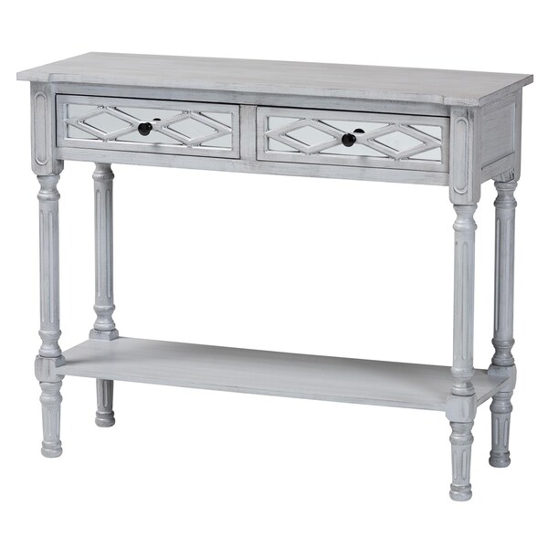Baxton Studio Gellert Classic and Traditional Grey Finished Wood 2-Drawer Console Table - 239-13484-ZORO